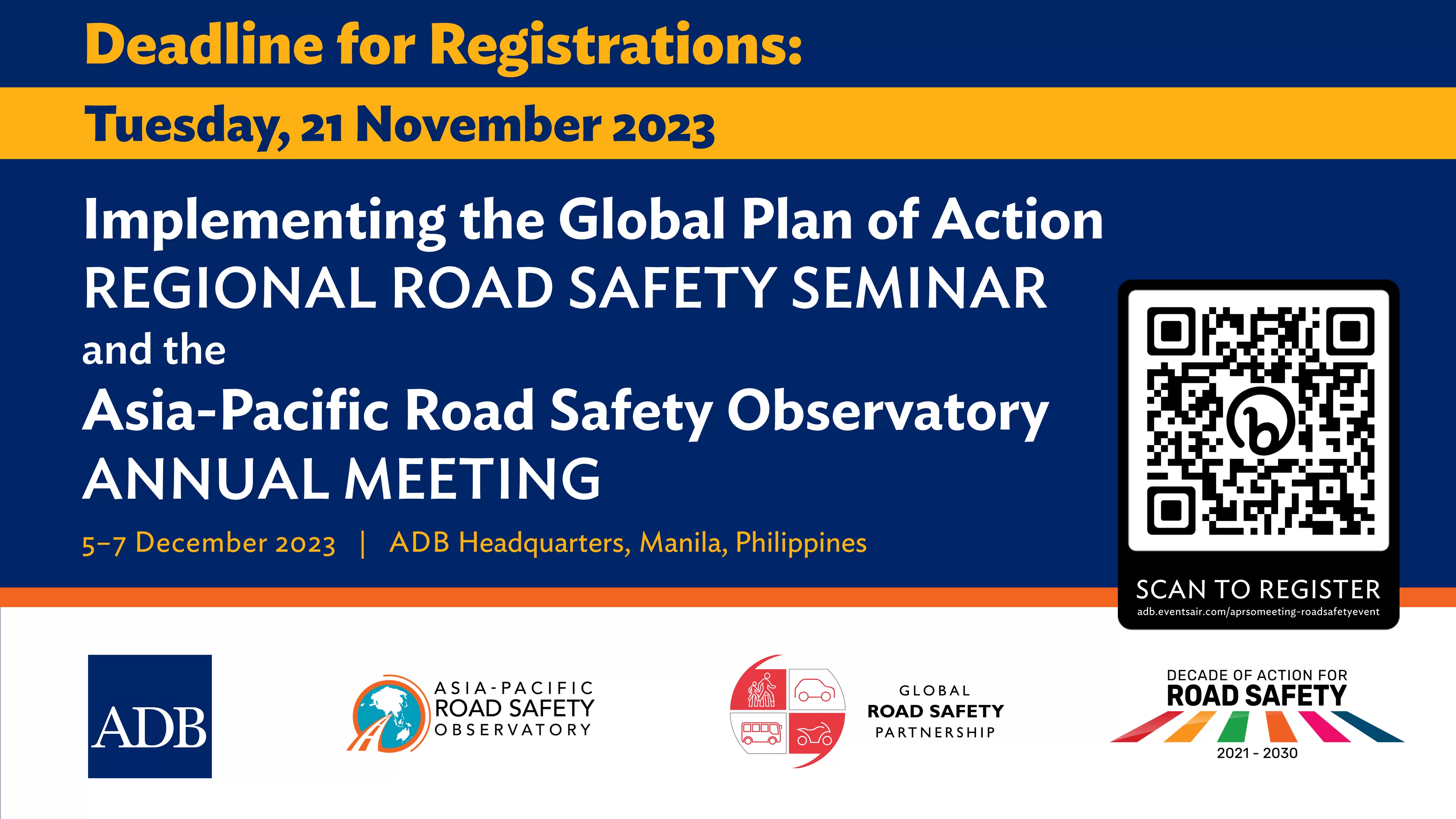 Registrations Close on 21 November for the Regional Road Safety Seminar and Annual Meeting
