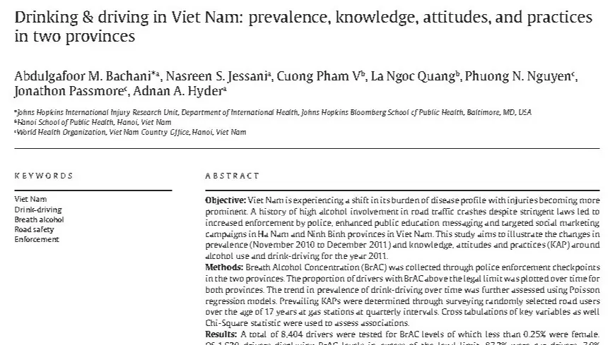 Drinking & Driving in Vietnam